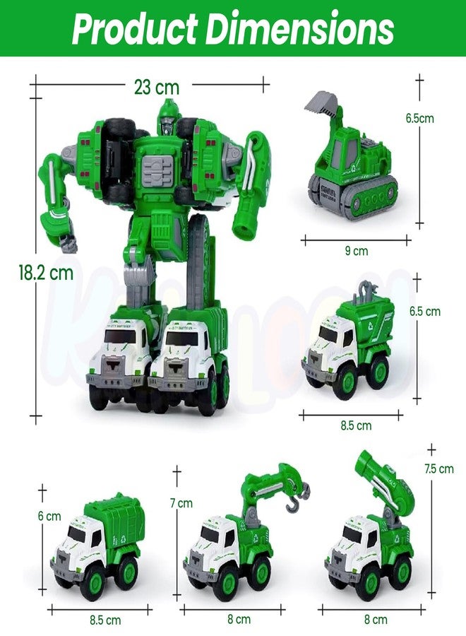 Kidology 5 in 1 Transforming Robot Sanitation Vehicle Toy for Kids Age 3+ Years - Deformation STEM Learning Robot for Kids, DIY Building Vehicle, Educational Games and Birthday Gift for Boys & Girls - Image 2